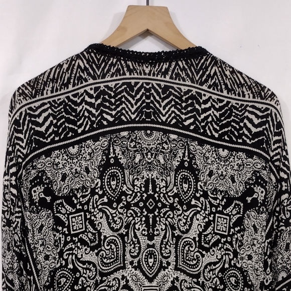 Bila Artsy Open Front Kimono Women's M/L Black White Festival Boho Coastal Retro - Picture 6 of 8